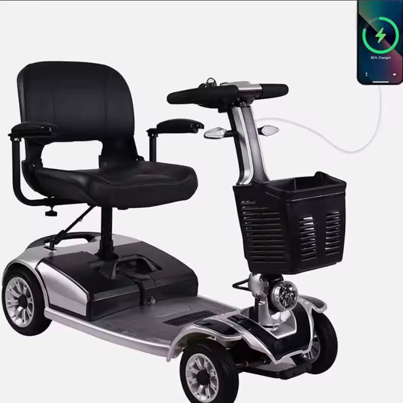 Folding Mobility Scooter with Basket and Armrests – 24V 12Ah/20Ah Battery