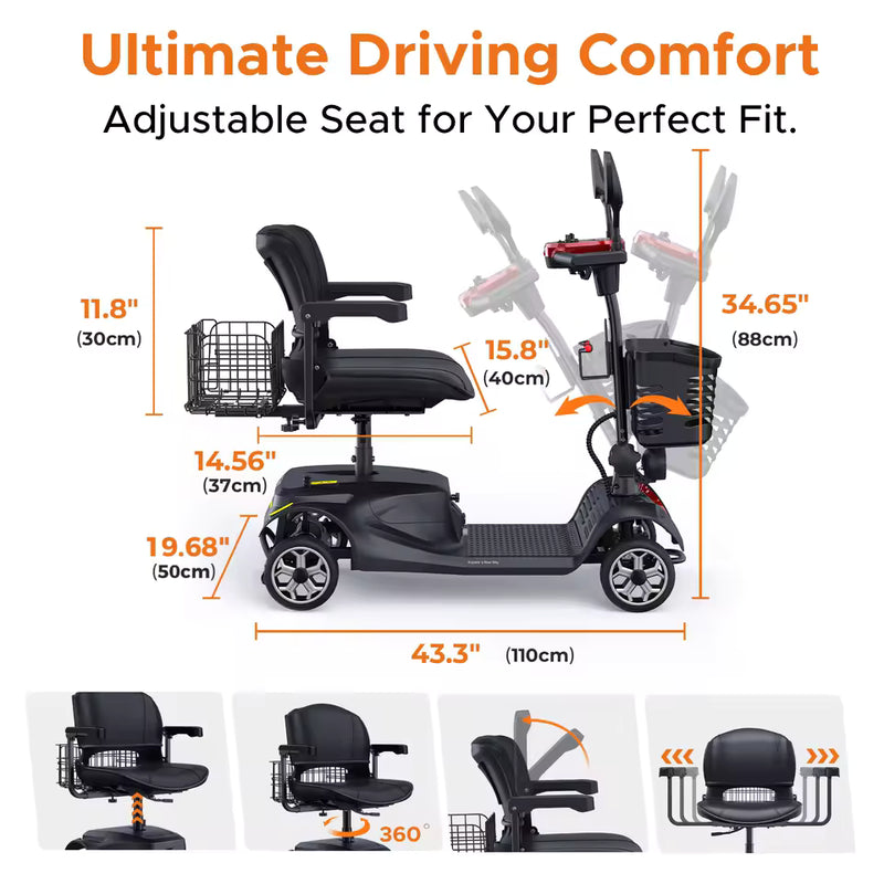 ENGWE Travel Mobility Scooter with Dual Baskets