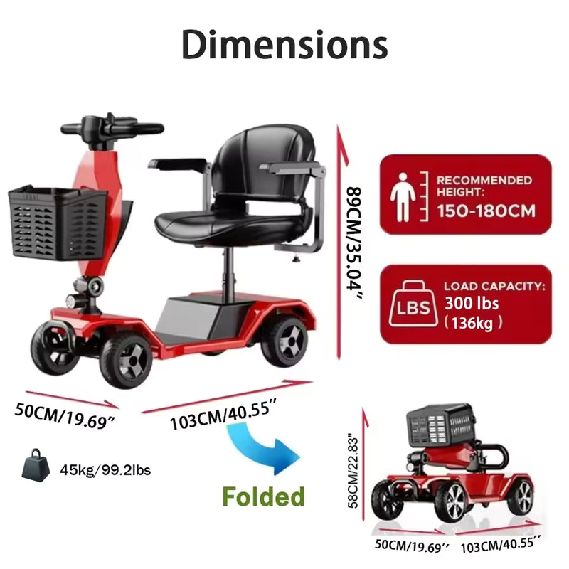 Foldable All-Terrain Mobility Scooter for Seniors