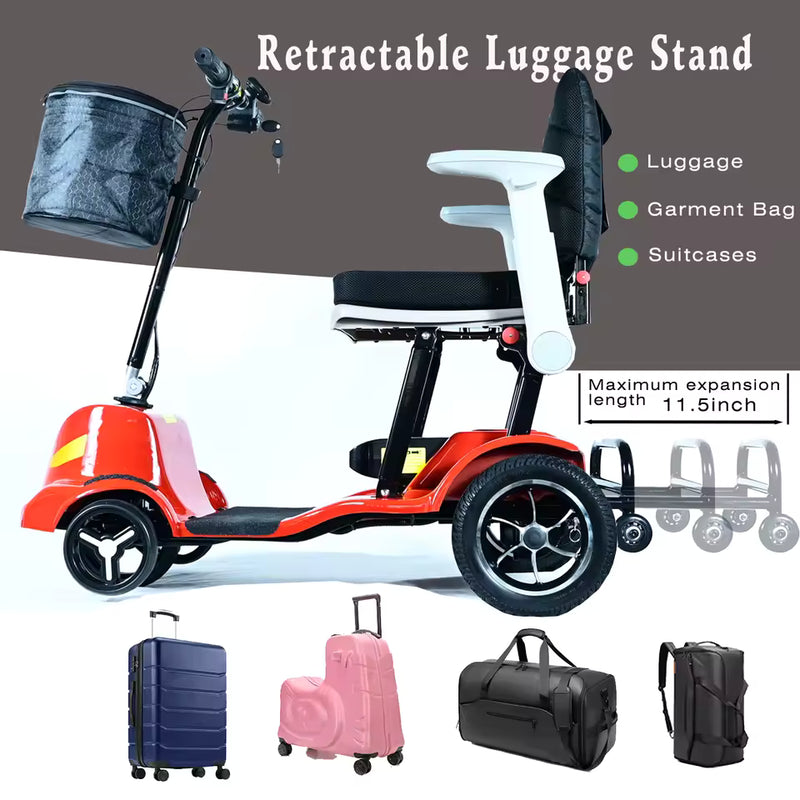 Lightweight Folding Mobility Scooter – 250W Brushless Motor, Magnesium Alloy Frame