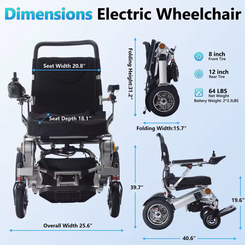 Adult foldable electric wheelchair All-terrain electric wheelchair Powerful 500W dual battery electric wheelchair
