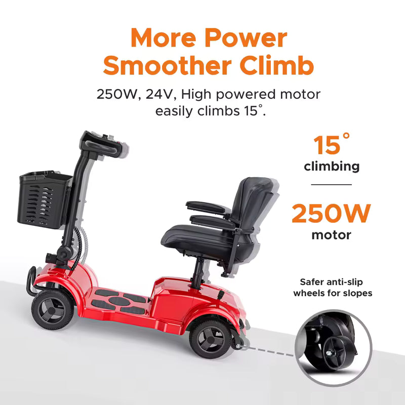 ENGWE 4-Wheel Folding Mobility Scooter – 250W, 24V 12Ah, 15.5-Mile Range